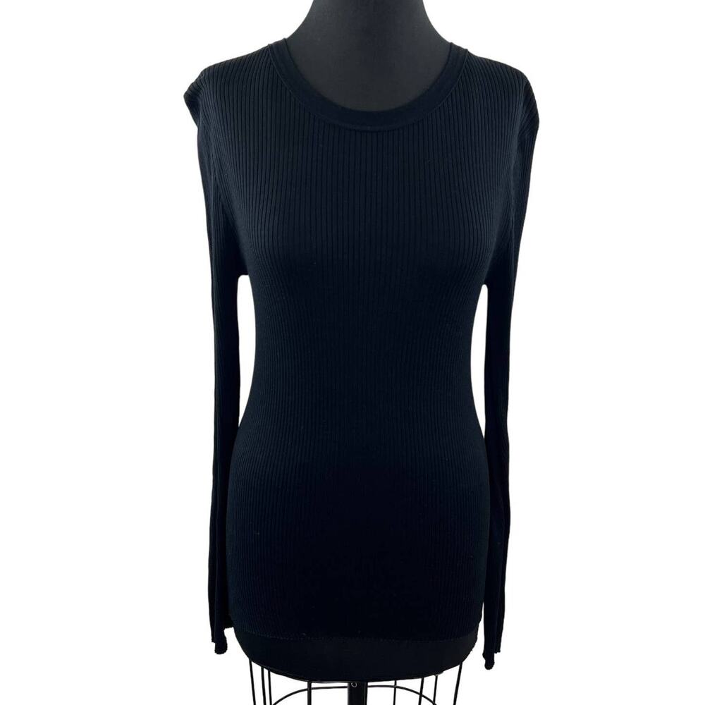 HUGO by Hugo Boss Black Ribbed Long Sleeve Round Neck Pullover Sweater Size M